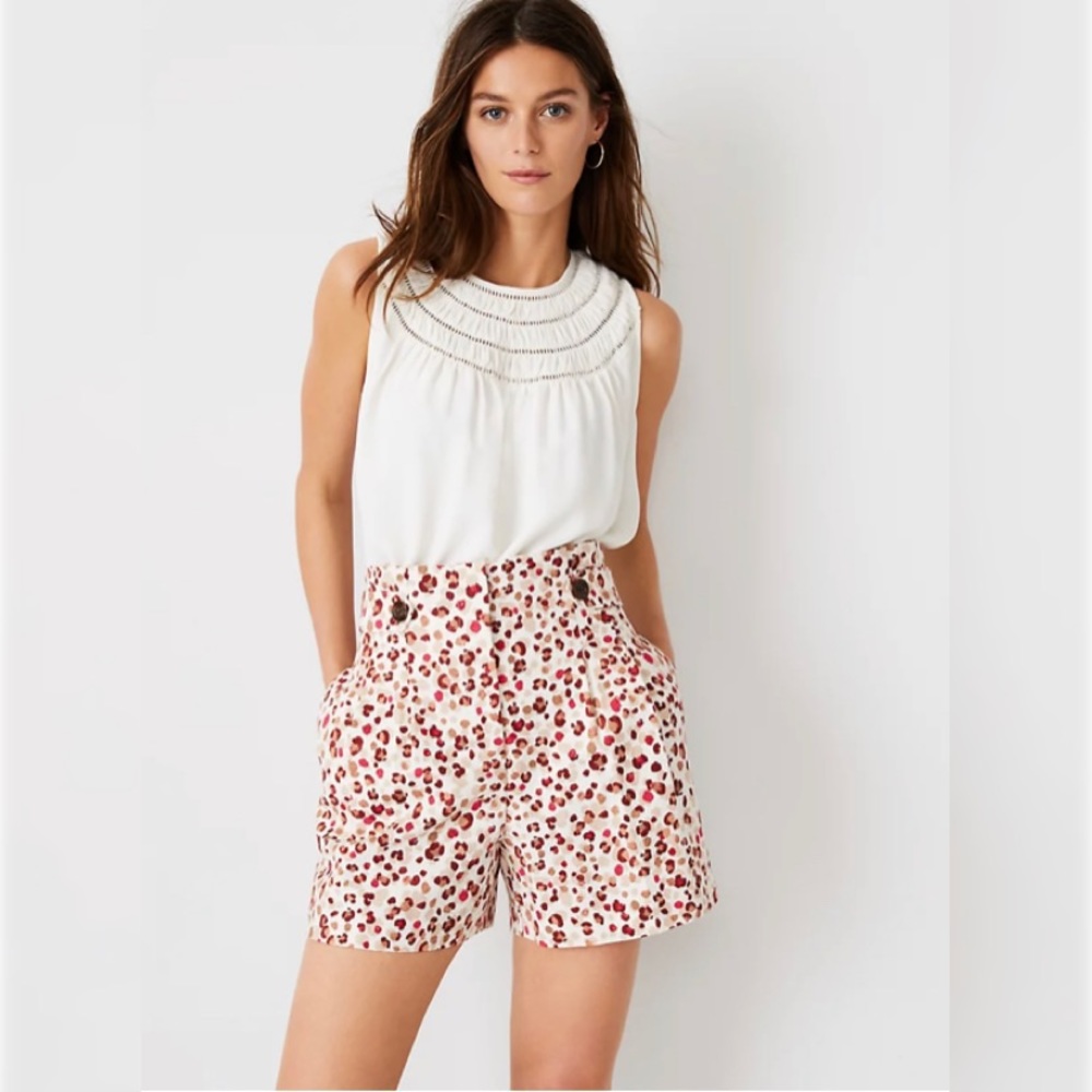 Ann Taylor Mixed Media Cutout Yoke Shell